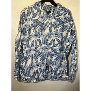Cremieux Collection Mens XL Blue Floral Print Long Sleeve Button Down Shirt